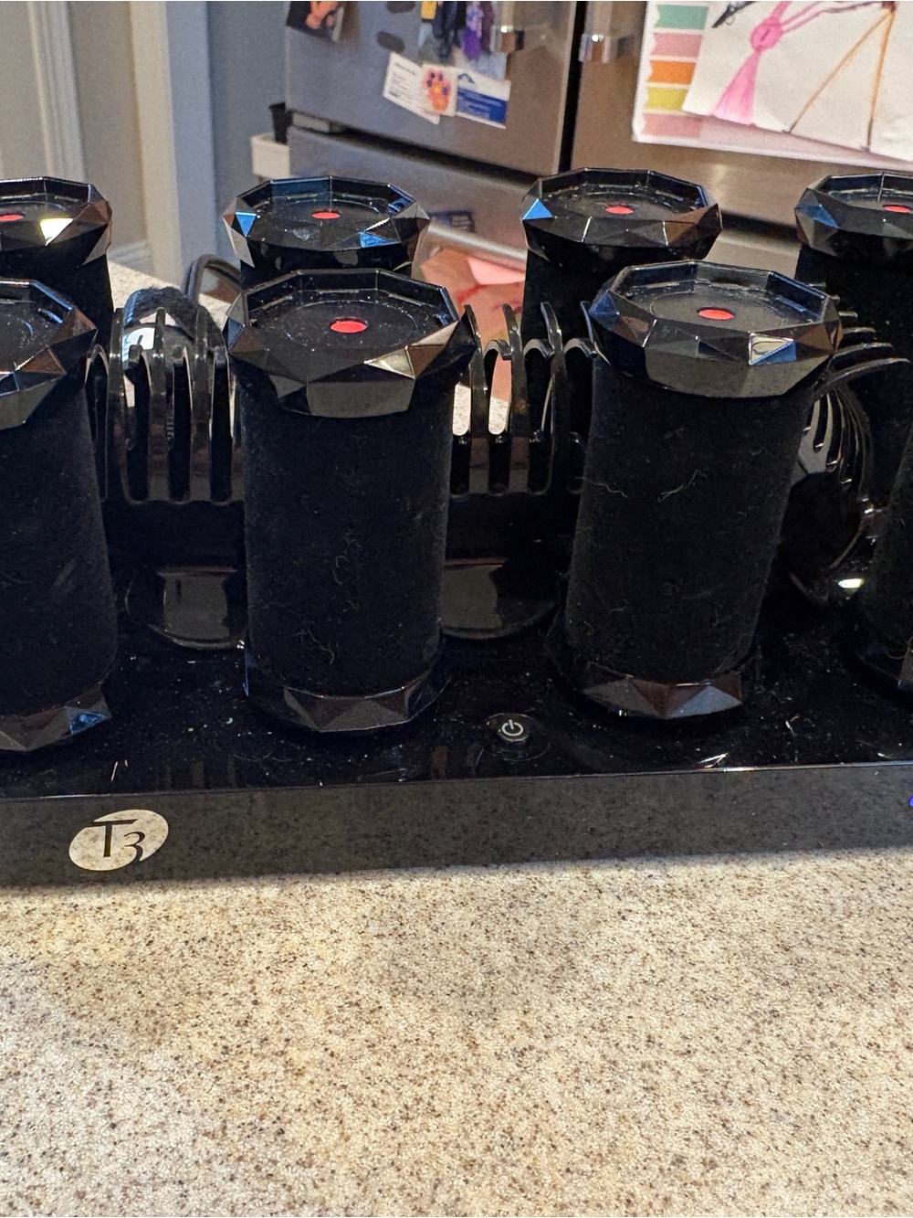 T3 Black Velvet Heated Roller Set with Faceted Ends